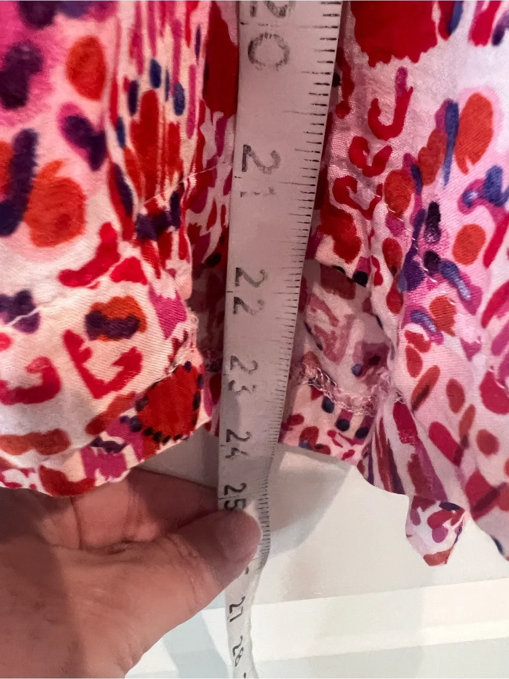 THML Pink and Red Printed Blouse with Blue Trim Size Large - Picture 9 of 16